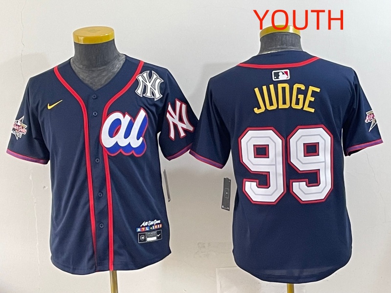 Youth 2025 New York Yankees #99 Judge Drak Blue All star Blank Blue Nike MLB Jersey style 8->women mlb jersey->Women Jersey